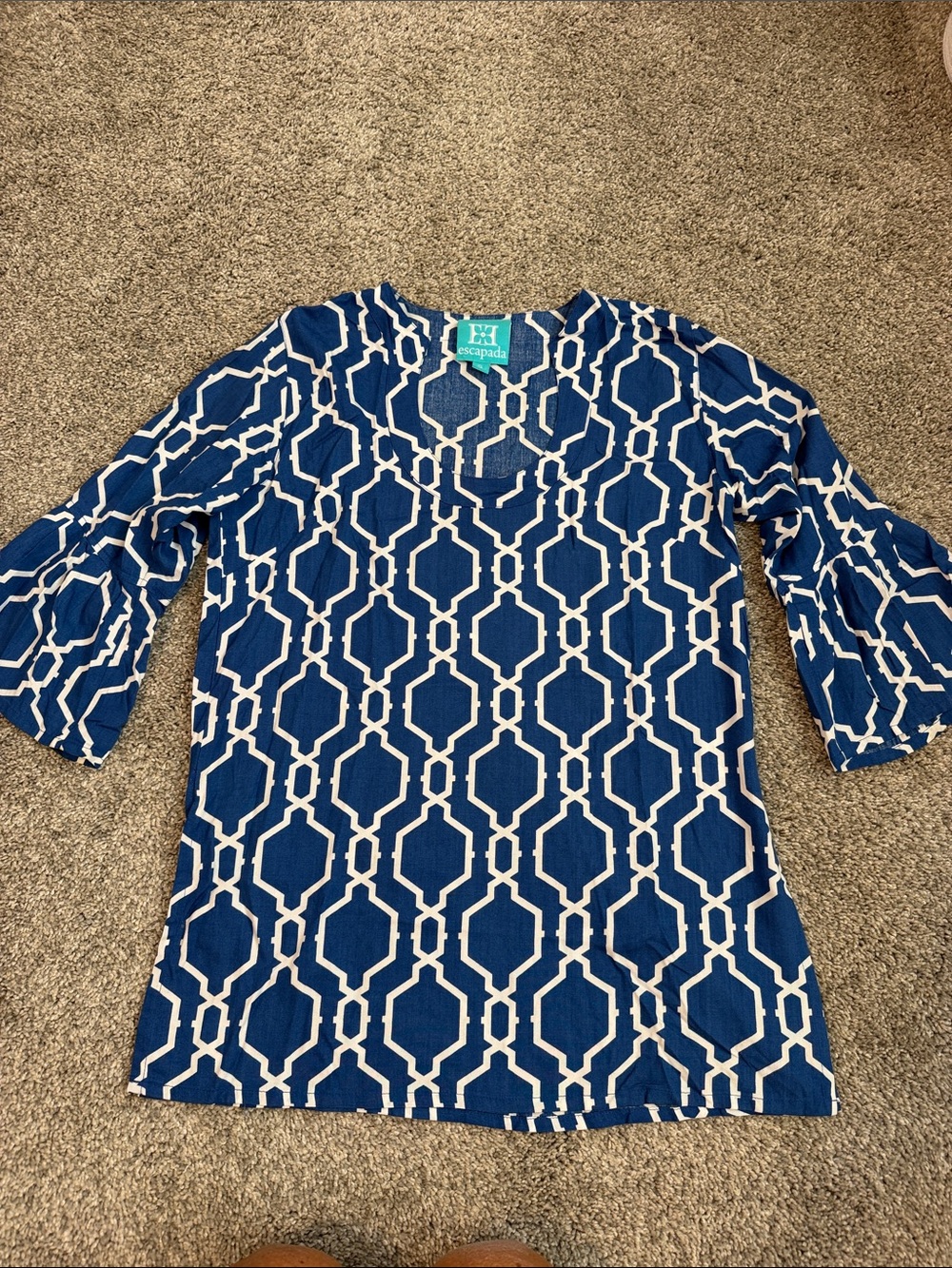 Escapade Royal Blue and White  Tunic Top, great condition, Small